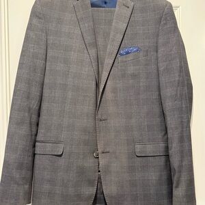 Men's Gray Suit with Blue Accents